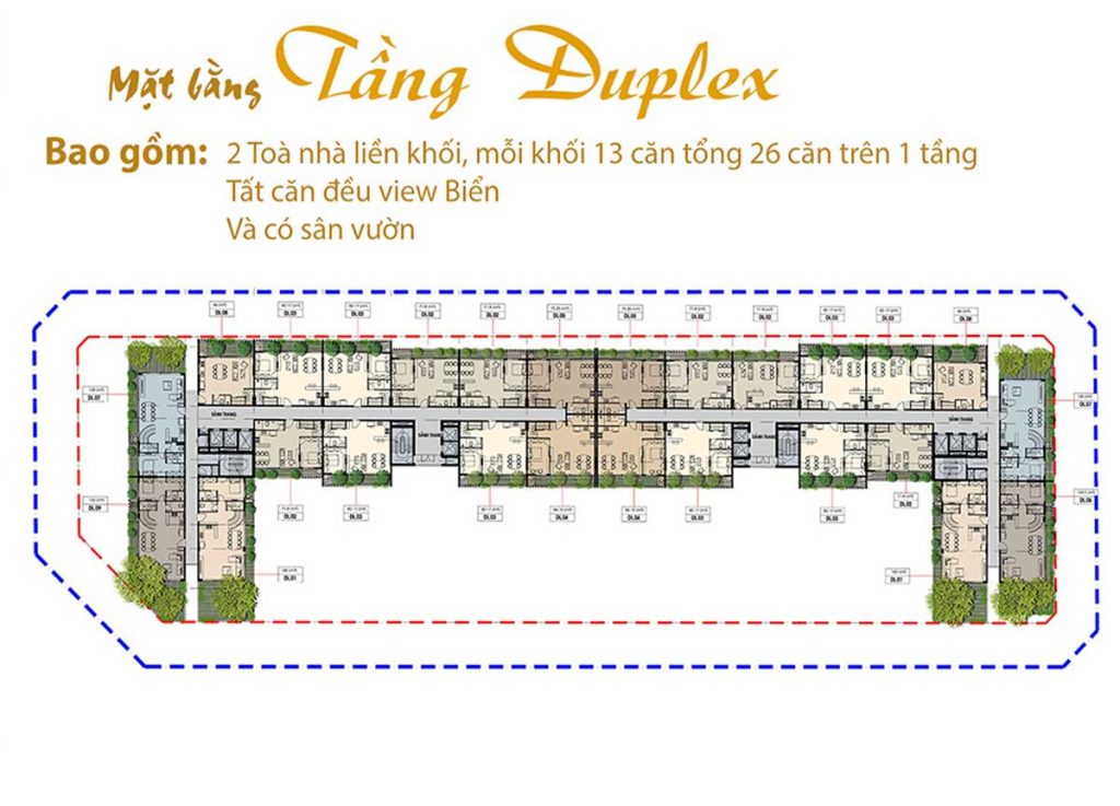 mặt bằng căn hộ Duplex ở Chí Linh Center